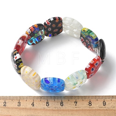 Handmade Millefiori Lampwork Beaded Stretch Bracelets for Men Women BJEW-G738-01B-15-1