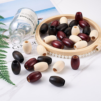 60Pcs 3 Colors Wooden Beads WOOD-CD0001-12-1