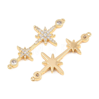 Brass Micro Pave Clear Cubic Zirconia Connector Charms KK-H538-13G-1