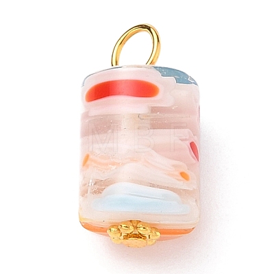 Column Handmade Millefiori Glass Lampwork Charms PALLOY-JF00552-1