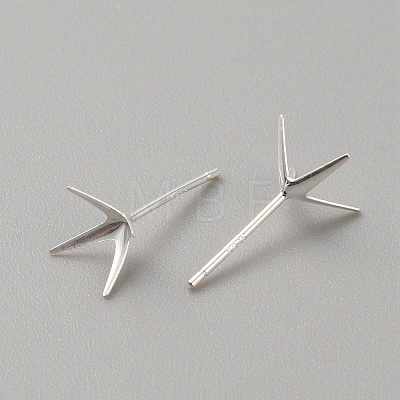 925 Sterling Silver Stud Earring Findings STER-WH0008-15F-S-1