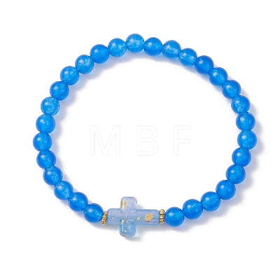 Natural & Dyed Malaysia Jade Beads Stretch Bracelets for Women BJEW-JB13272-1