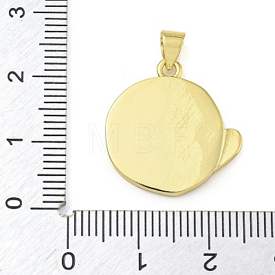 Rack Plating Brass Pave Shell Flat Round Heart Pendants KK-Z063-13G-01-1