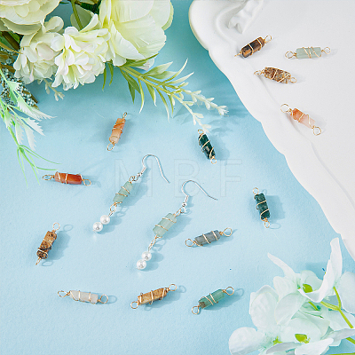 40Pcs 5 Styles Natural Gemstone Copper Wire Wrapped Connector Charms FIND-FH0005-17-1
