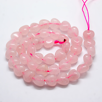 Heart Natural Rose Quartz Beads Strands X-G-G632-01-1