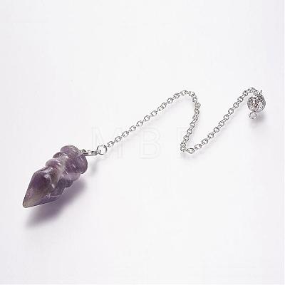 Natural Amethyst Pointed Dowsing Pendulums G-E338-07E-1