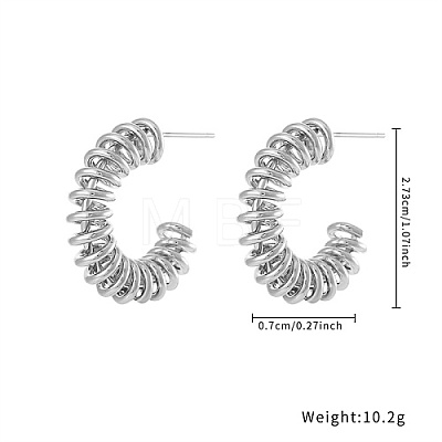 304 Stainless Steel Wire Wrap Spiral Stud Earrings TS7204-4-1