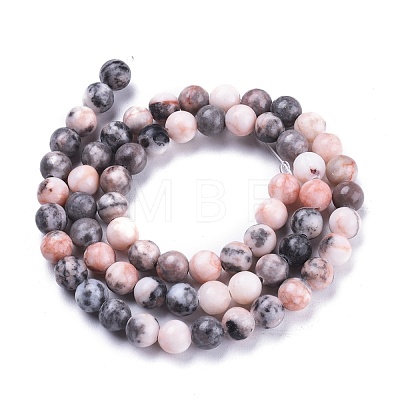 Natural Pink Zebra Jasper Beads Strands G-K410-04-6mm-1