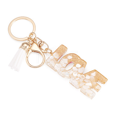 Alloy & Resin Tassel Keychainss AJEW-TADJ0001-20G-08-1