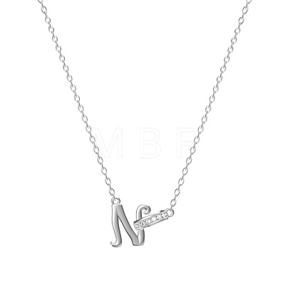 304 Stainless Steel Crystal Rhinestone Initial Pendant Necklaces FS-WGCEFCC-14-1