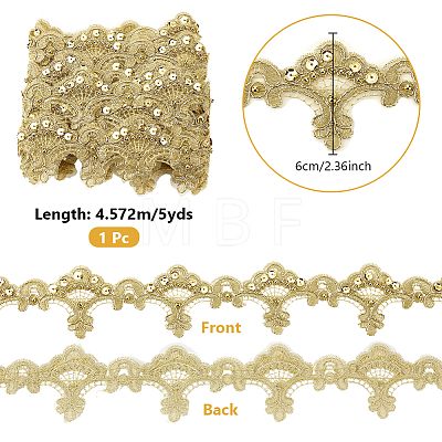 5Yards Polyester Flower Lace Ribbon OCOR-NB0002-82C-1