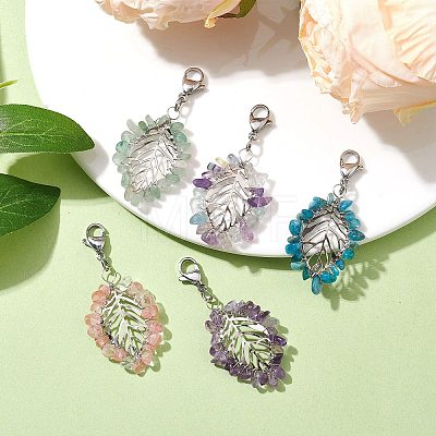 Natural & Synthetic Gemstone Pendant Decorations HJEW-JM01828-02-1