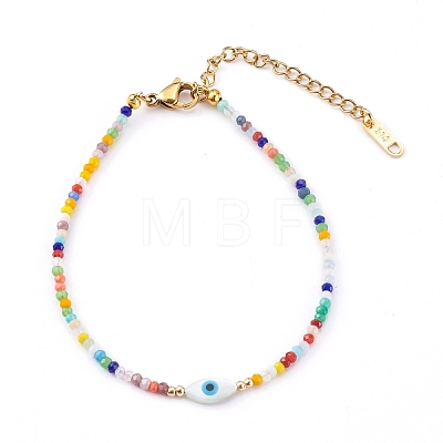 Imitation Jade Glass Beaded Bracelets BJEW-JB05987-01-1