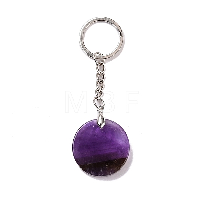 Natural Amethyst Triskele/Triskelion Pendant Keychain KEYC-A031-01P-02-1