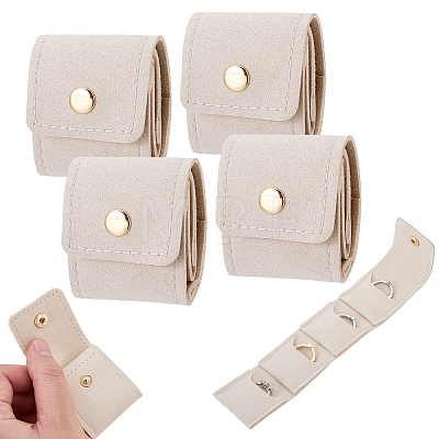4-Pocket PU Leather Jewelry Rolls with Golden Tone Metal Snap Buttons ABAG-WH0048-69A-1