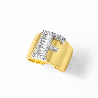 Brass Micro Pave Clear Cubic Zirconia Cuff Open Rings FS-WGA5D1D-06-1