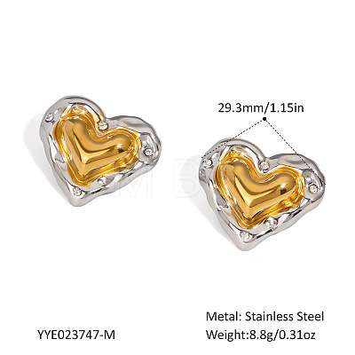 Two Tone Heart 304 Stainless Steel Stud Earrings AO8083-5-1