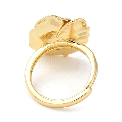 Rack Plating Flower Brass Adjustable Rings RJEW-S413-03G-1