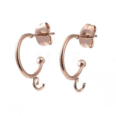 304 Stainless Steel Stud Earring Findings STAS-Z028-B02-RG-02-1