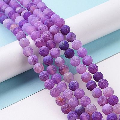 Natural Weathered Agate Beads Strands G-K261-01F-8mm-1