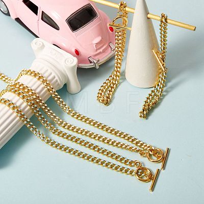 Brass Curb Chain Bracelet & Curb Chain Necklace Sets SJEW-SZ0001-011A-1
