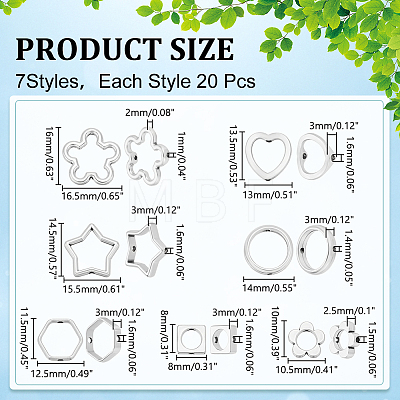 140Pcs 7 Styles Alloy Bead Frame FIND-WR0012-39-1