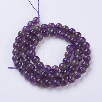 Natural Amethyst Round Beads Strands G-N0120-11A-6mm-1