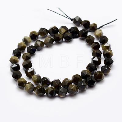 Natural Golden Sheen Obsidian Beads Strands G-K209-02I-6mm-1