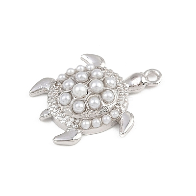 Turtle Brass ABS Imitation Pearl Pendants KK-I352-04B-P-1