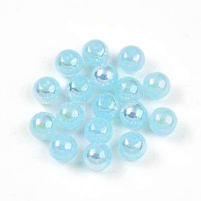 Electroplate Pearlized Glass Pearl Beads EGLA-T021-14B-07-1