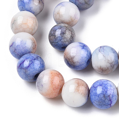 Opaque Crackle Glass Round Beads Strands GLAA-T031-10mm-01B-1