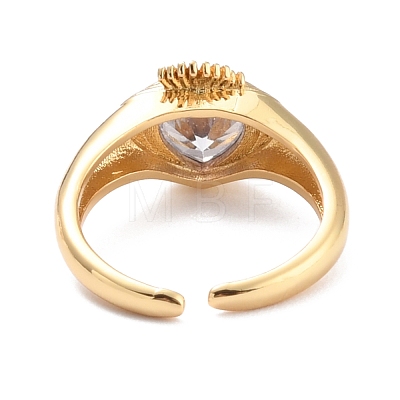Heart Cubic Zirconia Crystal Wide Band Ring for Girl Women ZIRC-C025-08G-1