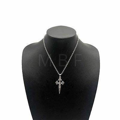 Vintage Zinc Alloy Cross Pendant Necklace for Men Women IU0764-3-1