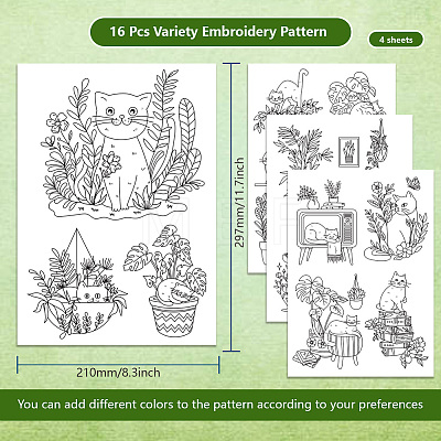 4 Sheets 11.6x8.2 Inch Stick and Stitch Embroidery Patterns DIY-WH0455-119-1