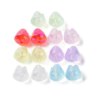 UV Plating Rainbow Iridescent Transparent Acrylic Beads MACR-D082-07-1