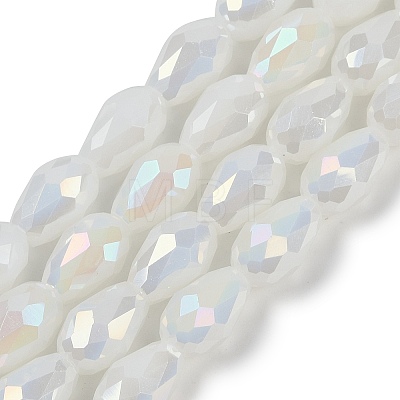 Opaque Solid Color Electroplate Glass Beads Strands LS-EGLA-N013-J8mm-B03-1