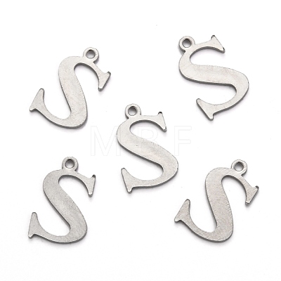 304 Stainless Steel Alphabet Charms STAS-H122-S-P-1