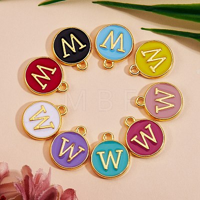 120Pcs 12 Colors Golden Plated Alloy Charms ENAM-SZ0001-64W-1