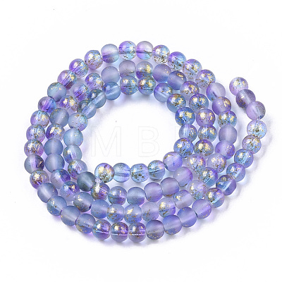 Frosted Spray Painted Glass Beads Strands X-GLAA-N035-03A-C05-1