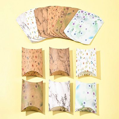 30Pcs 6 Styles Printed Paper Pillow Gift Boxes CON-FS0001-20-1