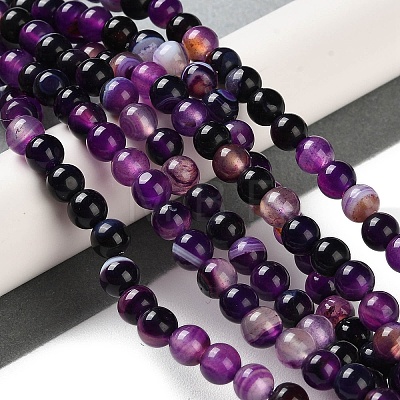 Natural Striped Agate/Banded Agate Beads Strands G-Z060-A01-A12-1