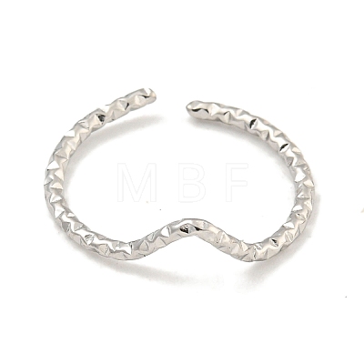 Non-Tarnish 304 Stainless Steel V-shape Open Cuff Ring for Women RJEW-A043-30P-1