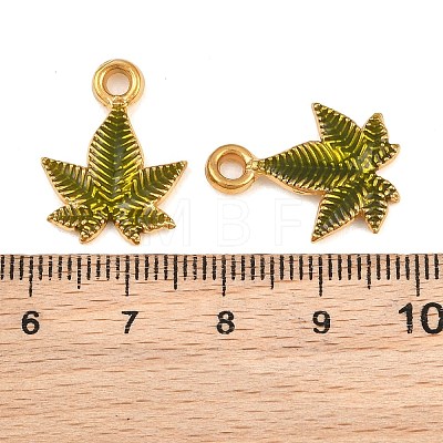 304 Stainless Steel with Dark Olive Green Enamel Pendants SA-CBAF5D5-09G-1