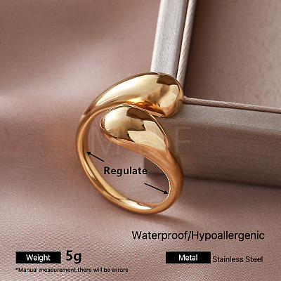Irregular 304 Stainless Steel Cuff Open Rings for Women UC0575-4-1