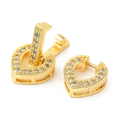 Rack Plating Brass Pave Clear Cubic Zirconia Fold Over Clasps KK-Q781-07G-1