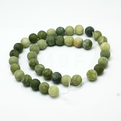 Round Frosted Natural TaiWan Jade Bead Strands G-M248-12mm-02-1