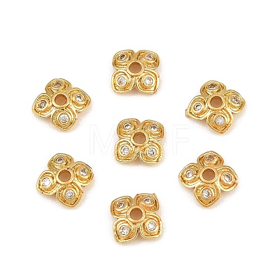 Brass Micro Pave Clear Cubic Zirconia Bead Caps CU-CBA6A75-26G-1