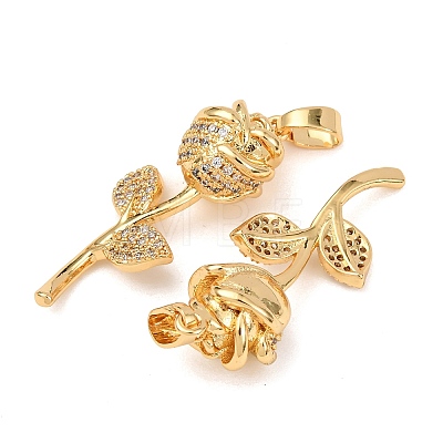 Brass Micro Pave Clear Cubic Zirconia Pendants KK-G543-05G-03-1