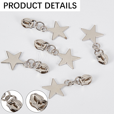 50Pcs Star Iron Zipper Sliders FIND-CY0002-21-1
