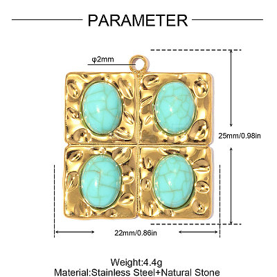 304 Stainless Steel with Turquoise Pendants GG-OY001-03G-01-1